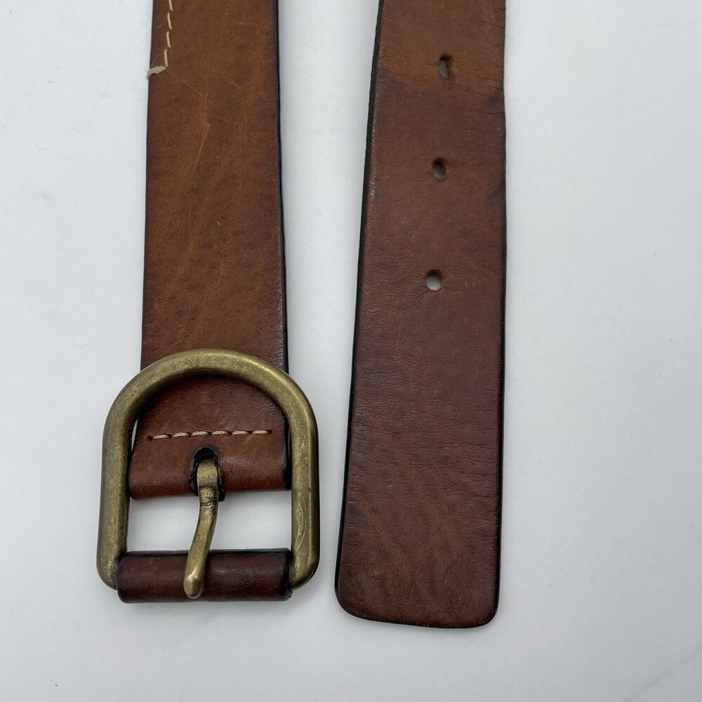 P&P Paolo de Ponte Genuine Leather Belt Men's 39 Dark Tan Brass Buckle Spain - Picture 6 of 16